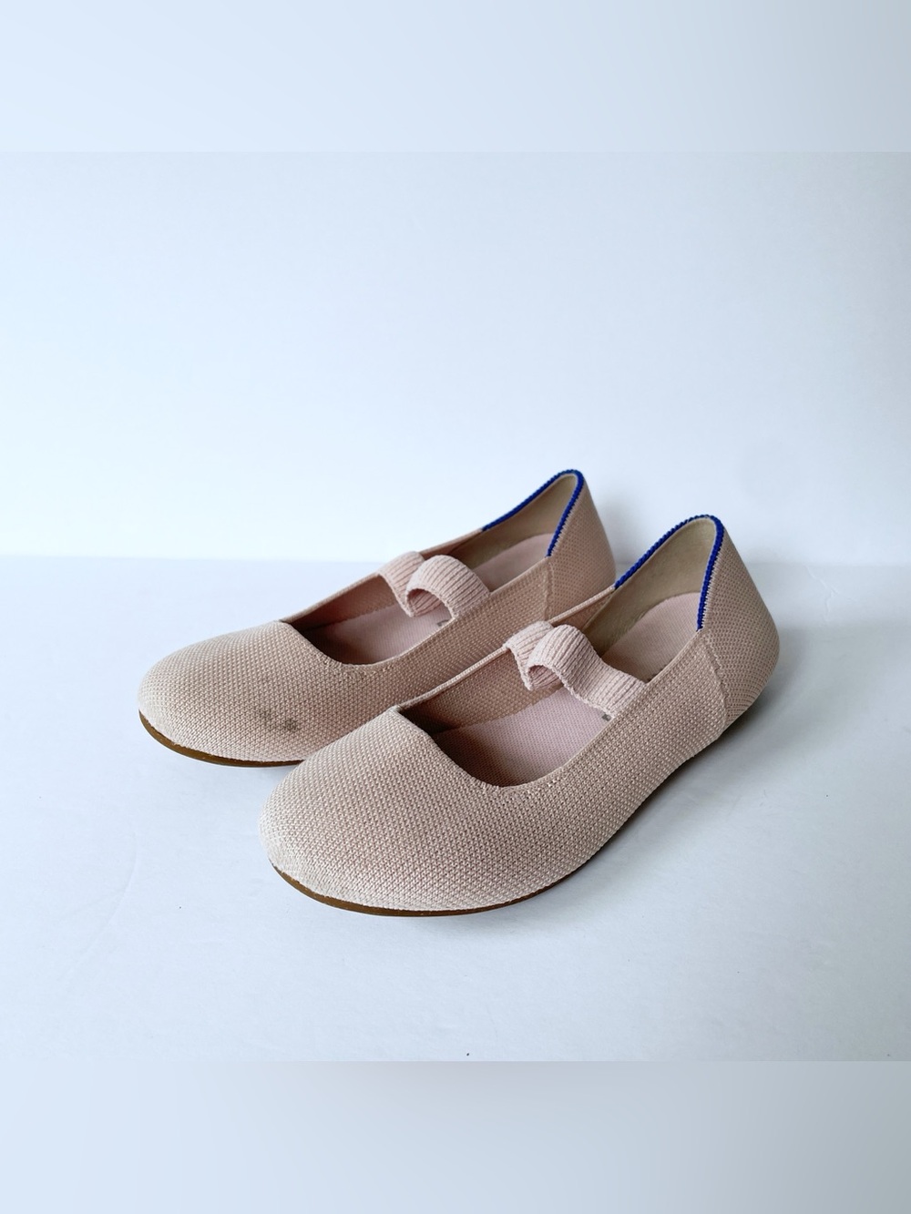 Rothy's Girls Light Blush Pink Knit Mary Jane Flats Size 3 Washable Ballerina
